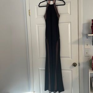 Morgan & Co. gown black with nude underlay, mermaid style, size 3/4
